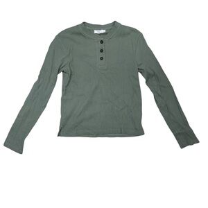 NWT Onia Men's Sage Green Cotton Waffle Henley Long Sleeve Shirt size small